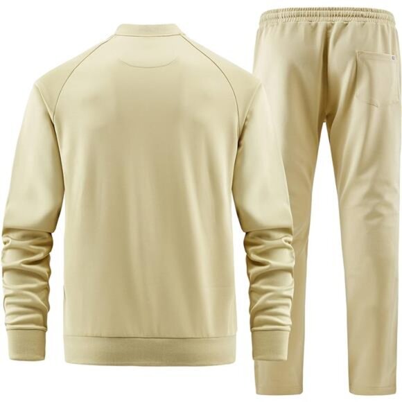 Men's Tracksuits Full-zip Long Sleeve Plaid Jogging Sets Active Jackets & Pants - Picture 2 of 7